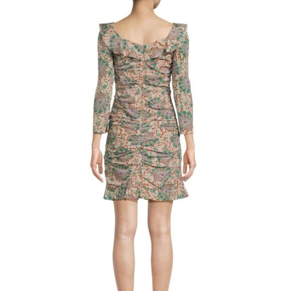 NWT Veronica Beard Lozano print ruched silk blend mini dress Size 2 - Picture 2 of 7